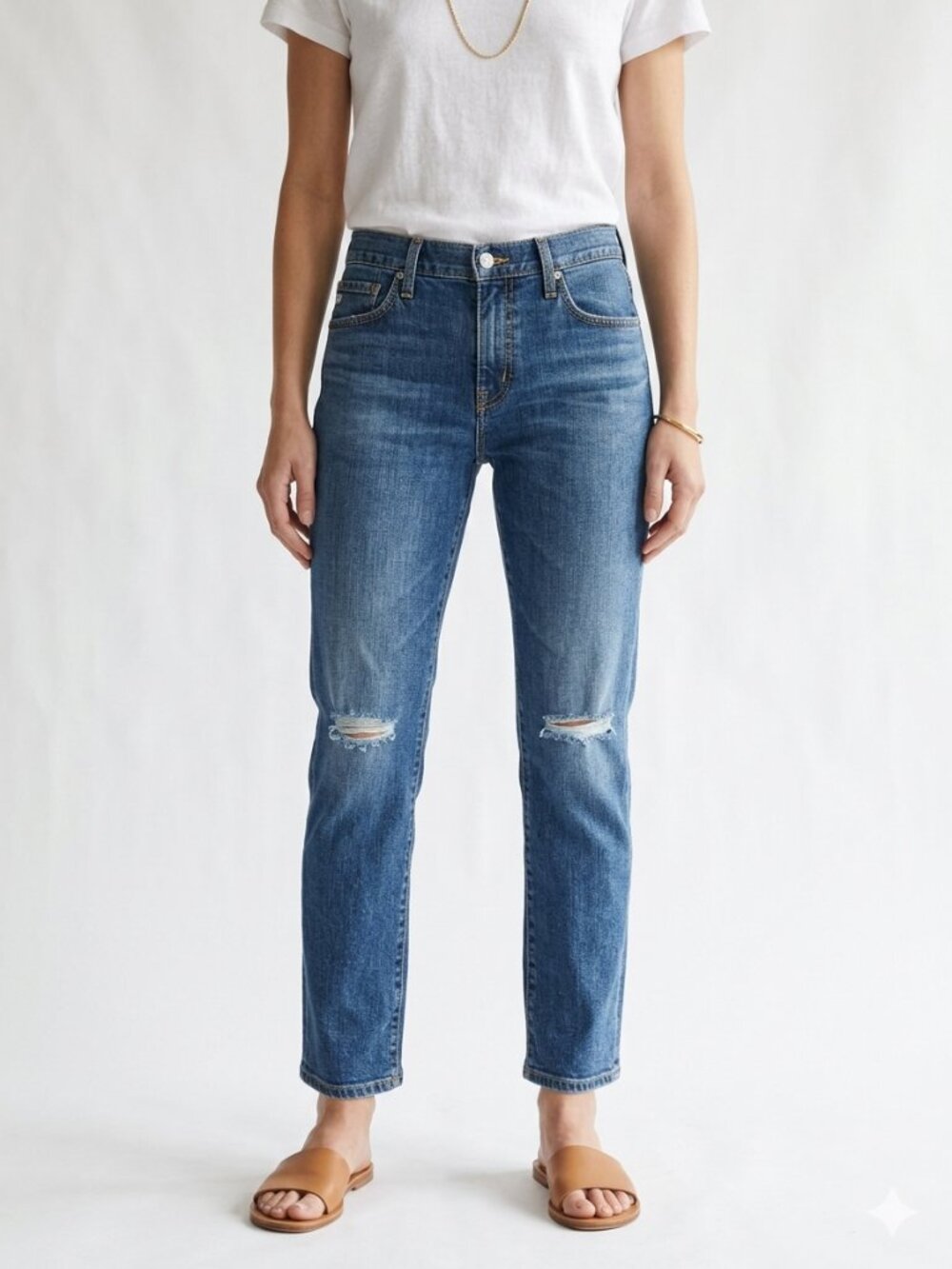 AG Jeans Ex Boyfriend Slim Straight Leg Women 32 Medium Wash Distressed